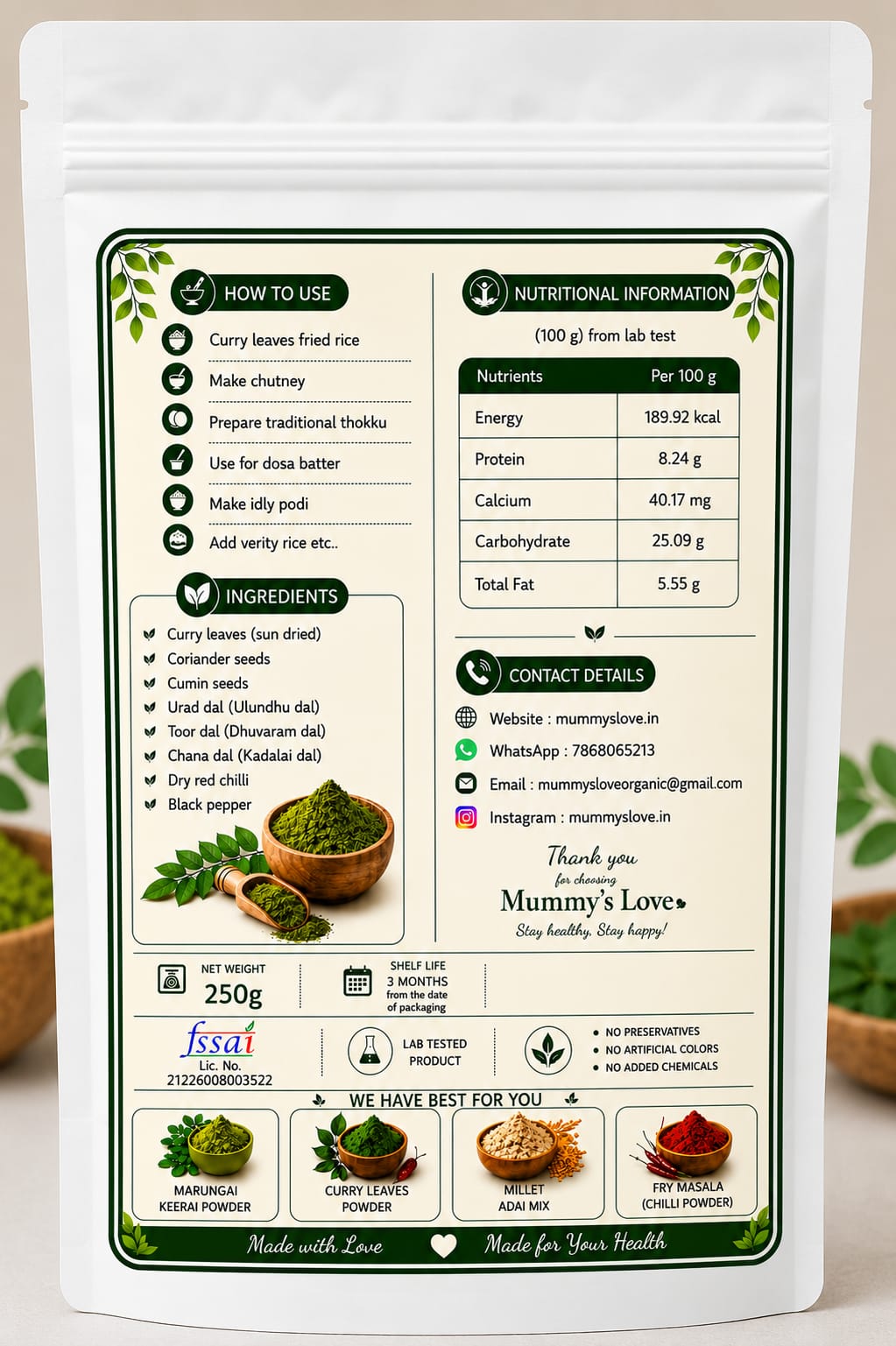 Curry leaves powder